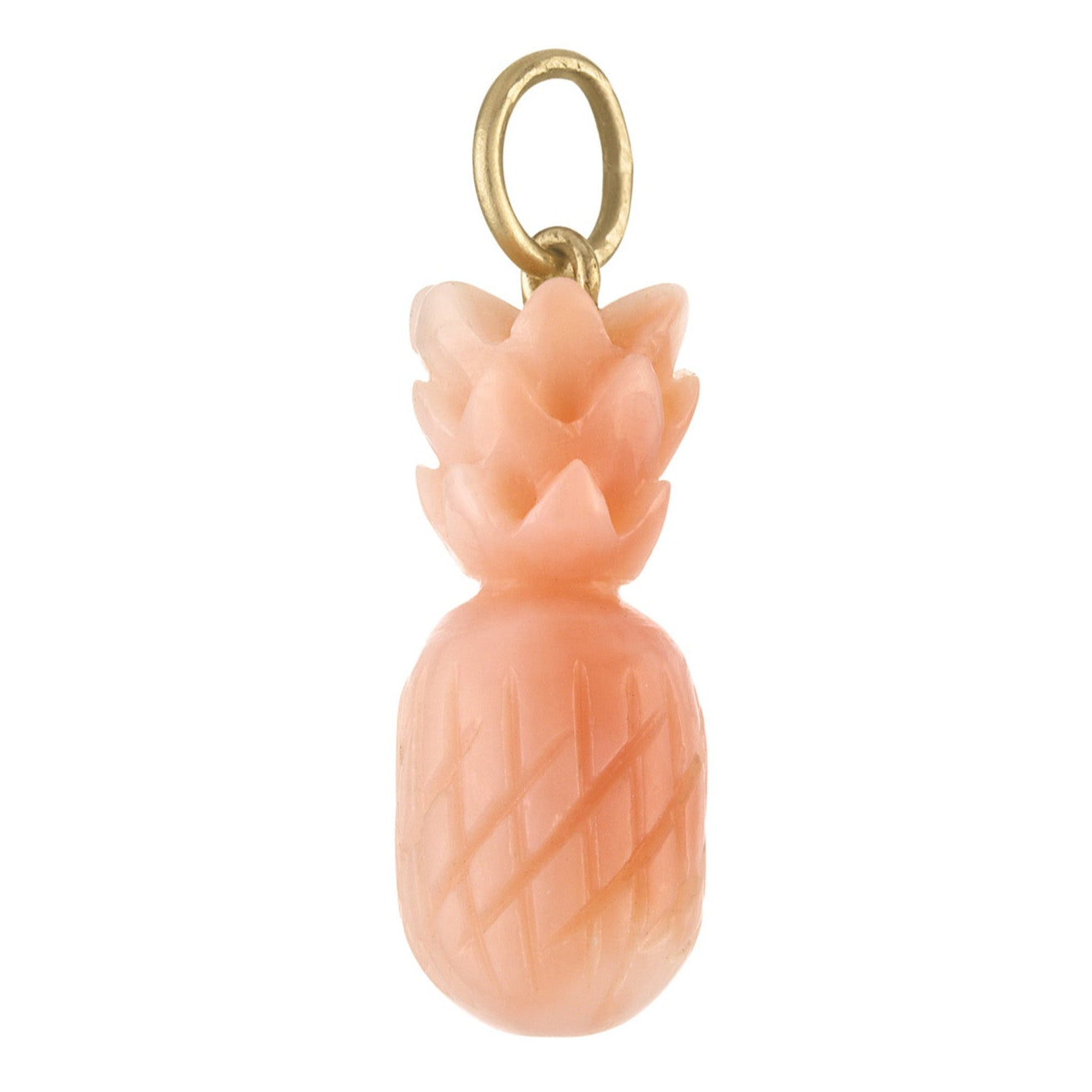 Vintage Carved Coral Pineapple 14k Gold Charm